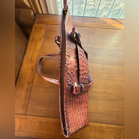 Brahmin Large Asher Tote/Shoulder Bag In Pecan Melbourne Croc Embossed Leather - Picture 11 of 16